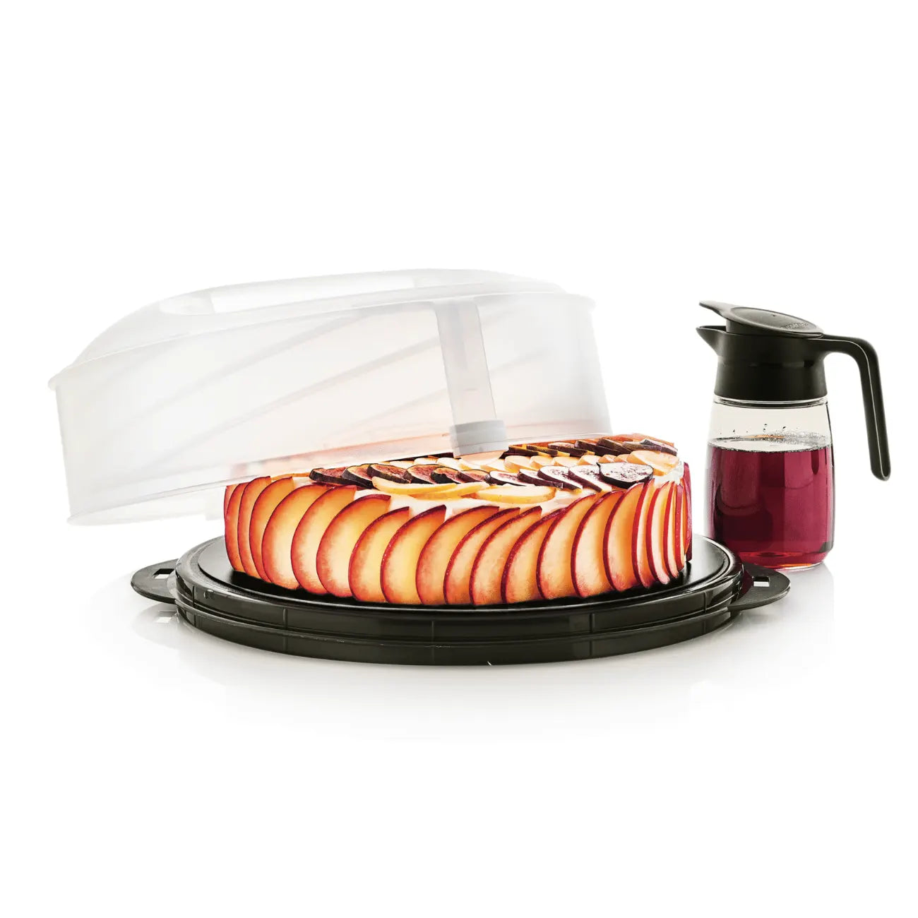 SchneidRunde Schneidunterlage von der Marke Tupperware in der Farbe Schwarz / Perfekt als Unterlage für Torten und Kuchen / Flexibel und dünn / passt genau in den Tortentwist von Tupperware / Rutschfest / Hier direkt online kaufen 