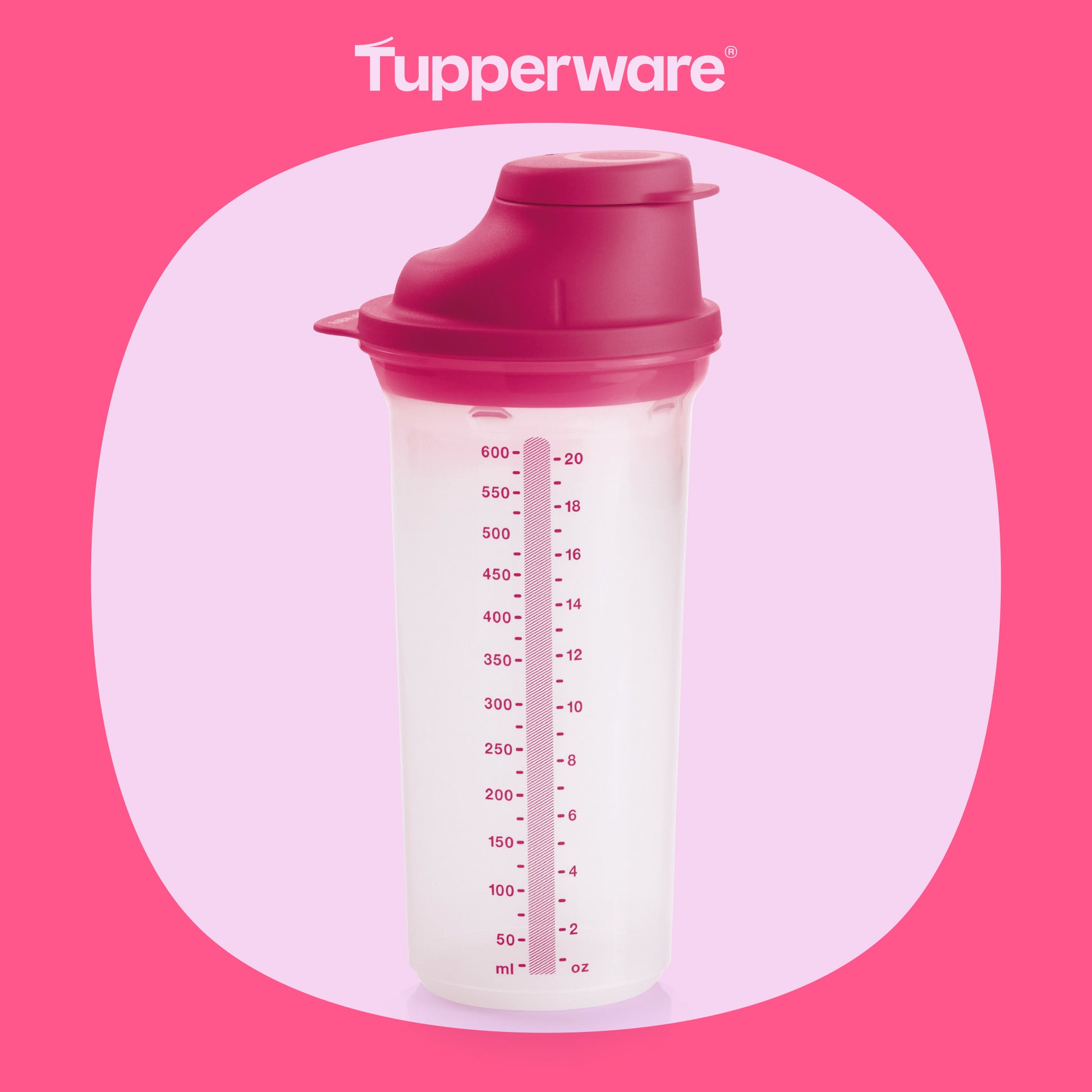 Shake- IT 600ml von der Marke Tupperware / in der Farbe Lila / zum Messen, Mixen und Shaken / mit integriertem Tropfschutz / Ideal kombinierbar mit dem Rühr Mix / Hier direkt online kaufen