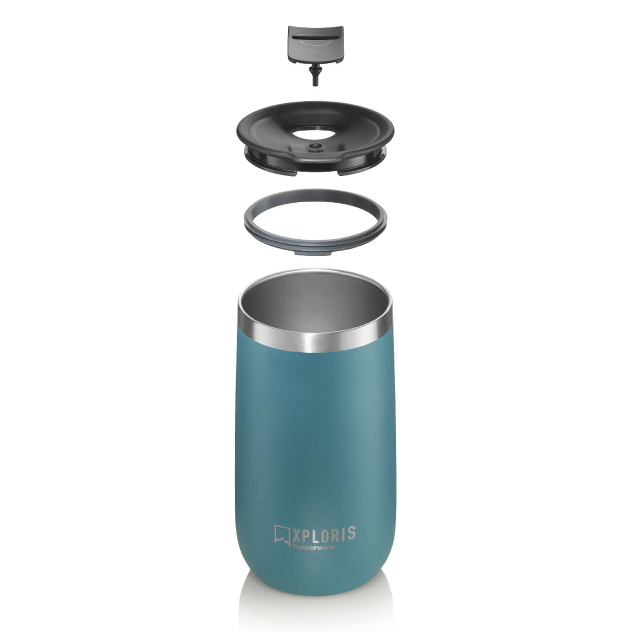 Xploris 350ml Trinkbecher von der Marke Tupperware / Stylisch und Praktisch / Einfaches und bequemes Trinken / Becher hält heiß und kalt Getränke Stundenlang Warm oder Kalt / Schlankes Design - Perfekt für jeden Getränke Halter / Beispielbild Becher Einzelteile / Hier direkt online kaufen