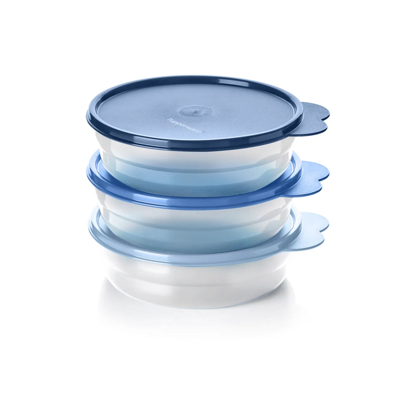 Frische Drops 3 Stück mit jeweils 500ml Füllmenge von der Marke Tupperware / Perfekt für Unterwegs / Super zur Essensvorbereitung und MealPreps / Luft und Wasserdichter Deckel / Ansicht Behälter aufeinander gestapelt / Hier direkt online kaufen