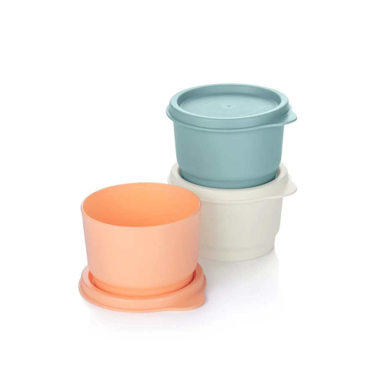 Frische Behälter Kunterbunt von der Marke Tupperware / 3x 110ml Behälter mit Deckel / Fröhlich und Bunt / Snackbehälter / Stapelbar / auch Perfekt geeignet für Bastelmaterial / Hier direkt online kaufen 