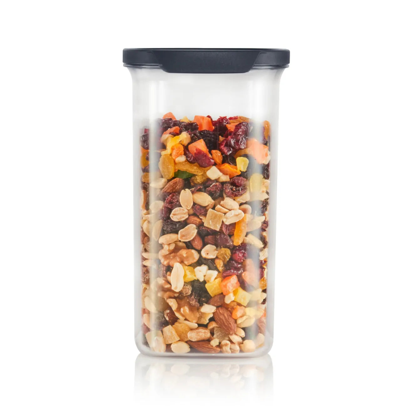 Ultra Clear 2,2l in Oval von der Marke Tupperware / alles Frisch und Ordentlich Aufbewahren / zum Aufbewahren von Großen Mengen / aus durchsichtigem Material / modular Stapelbar / luftdichte und leicht zu öffnende Deckel / Beispielbild Behälter gefüllt mit Müsli / Hier direkt online kaufen 