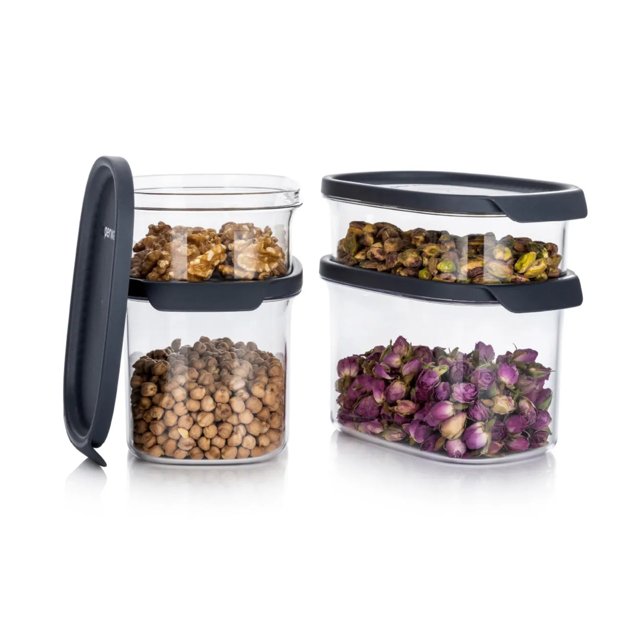 Ultra Clear 500ml in Oval von der Marke Tupperware / alles frisch und übersichtlich aufbewahrt / Modular Stapelbar / Optimal für Trockene Lebensmittel / leicht zu öffnender Luftdichter Deckel / Elegant und Langlebig / einfache Handhabung / Beispielbild Behälter gestapelt 1 / Hier direkt online kaufen