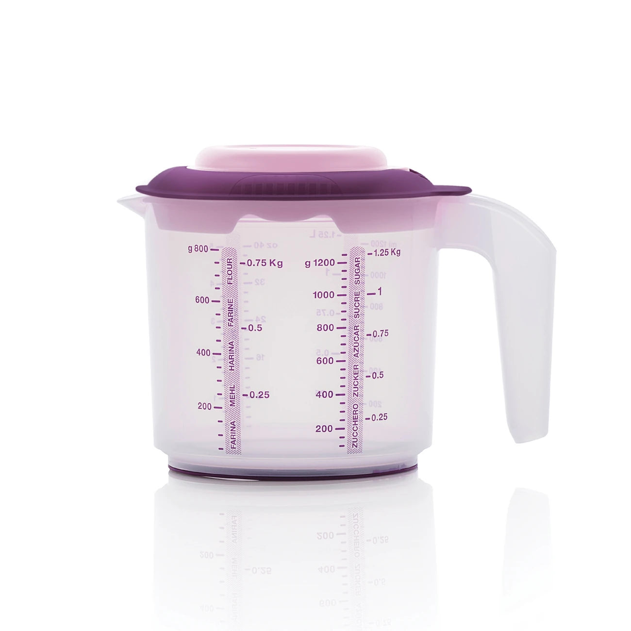 Rühr Mix 1,25l von der Marke Tupperware / Rühr Behälter zum Messen, Mixen und Rühren / Mit Spritzschutz Deckel / auch zum Frischhalten und Aufbewahren / mit Anti Rutsch Ring / Hier direkt online kaufen 