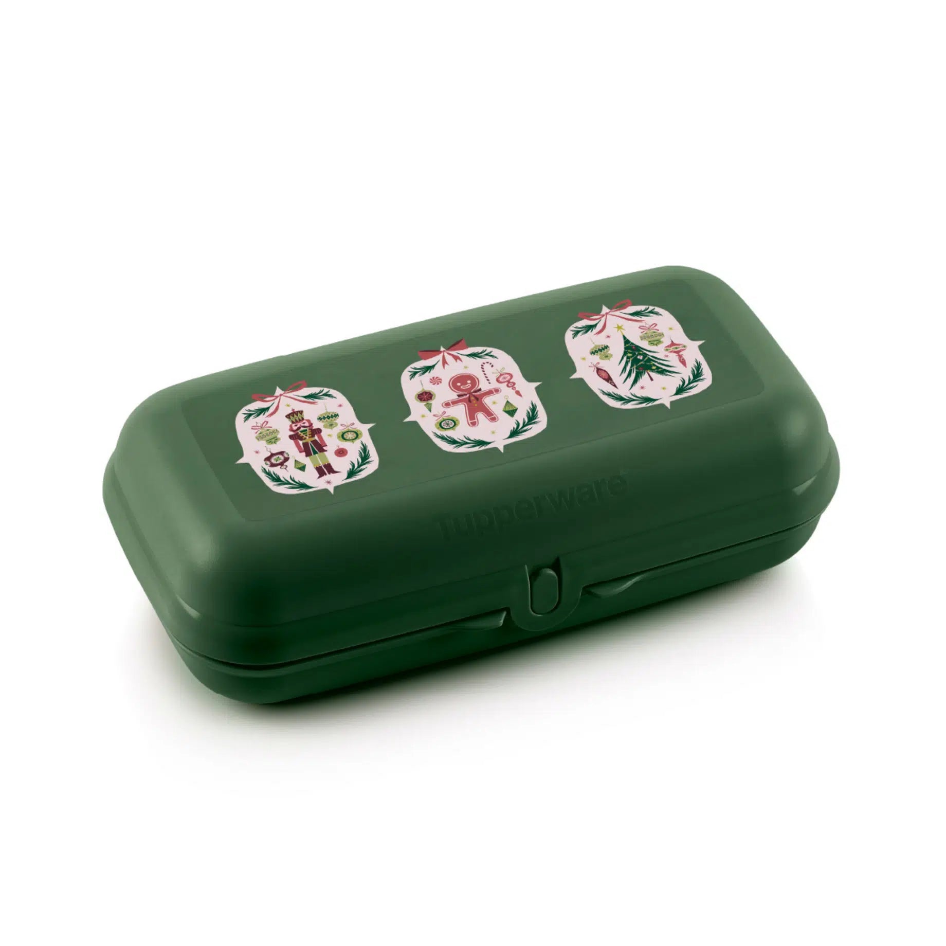 Maxi Twin Oyster Grün Xmas von der Marke Tupperware / Brot und Lunchbox / mit Weihnachtlichen  Design / Robuste Brotbox / Perfekt zum Mitnehmen oder Verschenken / Kinder freundlicher Verschluss / Vielseitig einsetzbar / Hier direkt online kaufen 