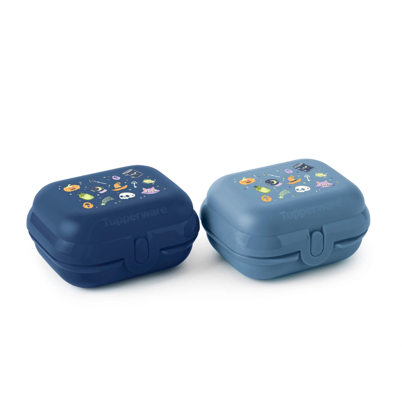 Oyster Mini Twin Set Halloween von der Marke Tupperware / 2 Brotboxen in Halloween Design / leicht zu öffnen und zu schließen / Ideal fürs Pausenbrot / Kinderfreundlich / Ansicht beide Boxen nebeneinander / Hier direkt online kaufen 