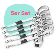 Schlüsselband 5 Stück von der Marke Tupperware / 25mm Breit / Satinband / mit Haken und Sicherheitsverschluss / Hier direkt online kaufen