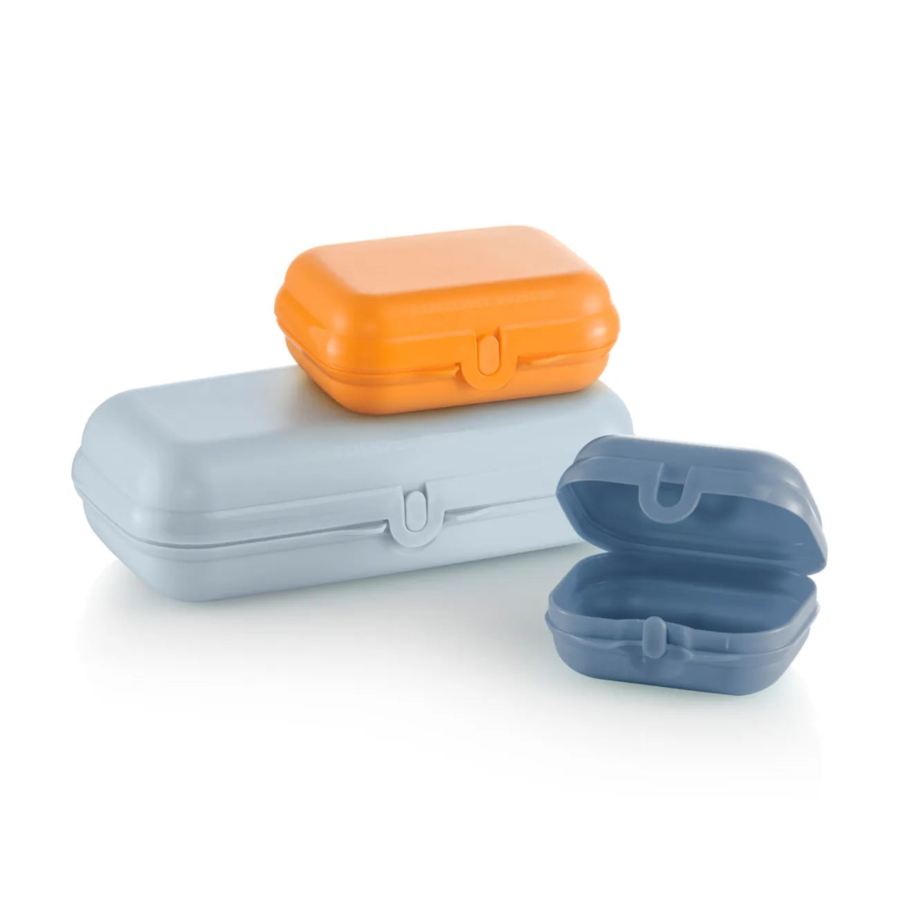Eco+ Maxi Twin Set Oyster Boxen Trio von der Marke Tupperware / 3 Boxen in verschiedenen Farben / Perfekt Ausgerüstet für die kleine und große Stärkung Unterwegs / Perfekt zum Reisen / leicht zu Öffnen und zu Schließen / Umweltfreundlich durch vermeiden von Verpackungsmüll / super zum Transportieren / Übersicht alle 3 Boxen 2 / Hier direkt online kaufen 