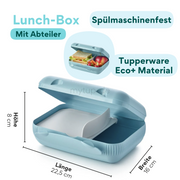Eco+ Lunch-Box mit Einsatz von der Marke Tupperware / in der Farbe Hellblau / mit Abteiler / Spülmaschinengeeignet / Praktisch und Ideal für Unterwegs / Hier direkt online kaufen
