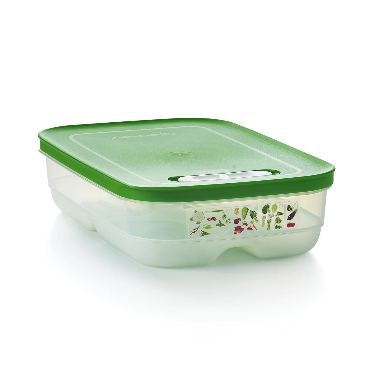 KlimaOase 1,8 L Variante Flach - Frischhaltebox von der Marke Tupperware / Ideal für langes Gemüse wie Spargel und Karotten / Nachhaltig und Effizient / Verlängert die Haltbarkeit von Obst und Gemüse / Stapelbar / Einzigartiges System zur Regulierung von Luftmenge und Feuchtigkeit / mit integriertem Frischegitter gegen überschüssige Feuchtigkeit / Hier direkt online kaufen