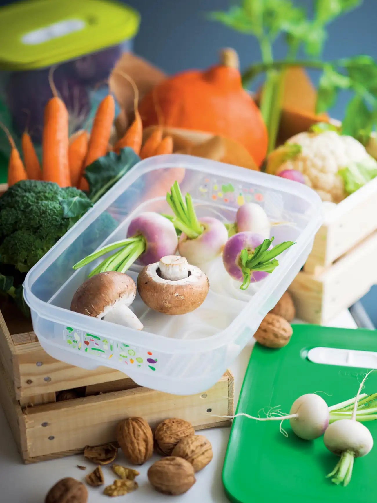 KlimaOase 1,8 L Variante Flach - Frischhaltebox von der Marke Tupperware / Ideal für langes Gemüse wie Spargel und Karotten / Nachhaltig und Effizient / Verlängert die Haltbarkeit von Obst und Gemüse / Stapelbar / Einzigartiges System zur Regulierung von Luftmenge und Feuchtigkeit / mit integriertem Frischegitter gegen überschüssige Feuchtigkeit / Hier direkt online kaufen