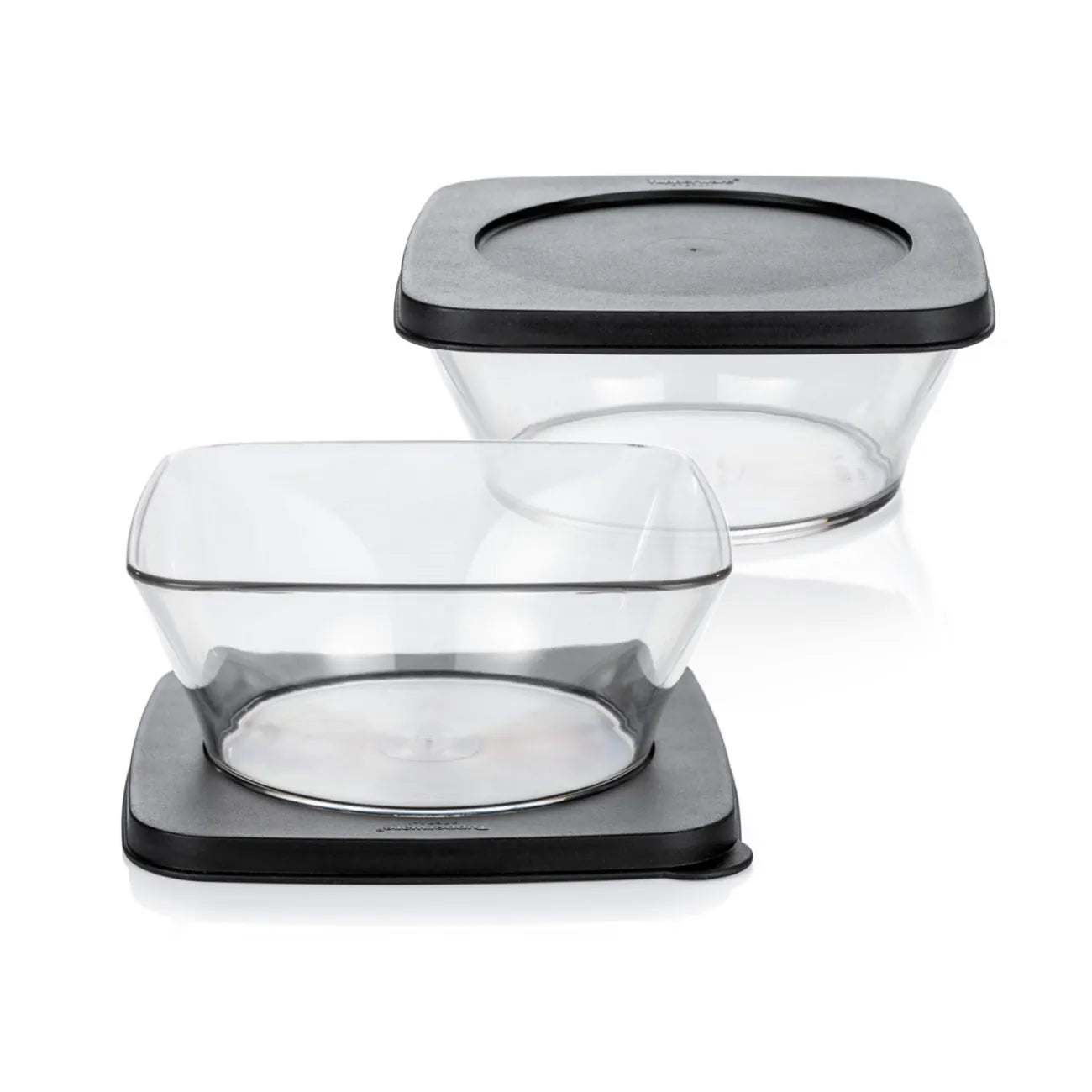 Clear Collection Line quadratisches Duo von der Marke Tupperware / 2x 620ml Schüssel mit Deckel / luft- und Wasserdichter Deckel / Stapelbar / Deckel kann auch als Untersetzer genutzt werden / aus Eco+ Material / Ideal zum Mitnehmen und Servieren / Hier direkt online kaufen 