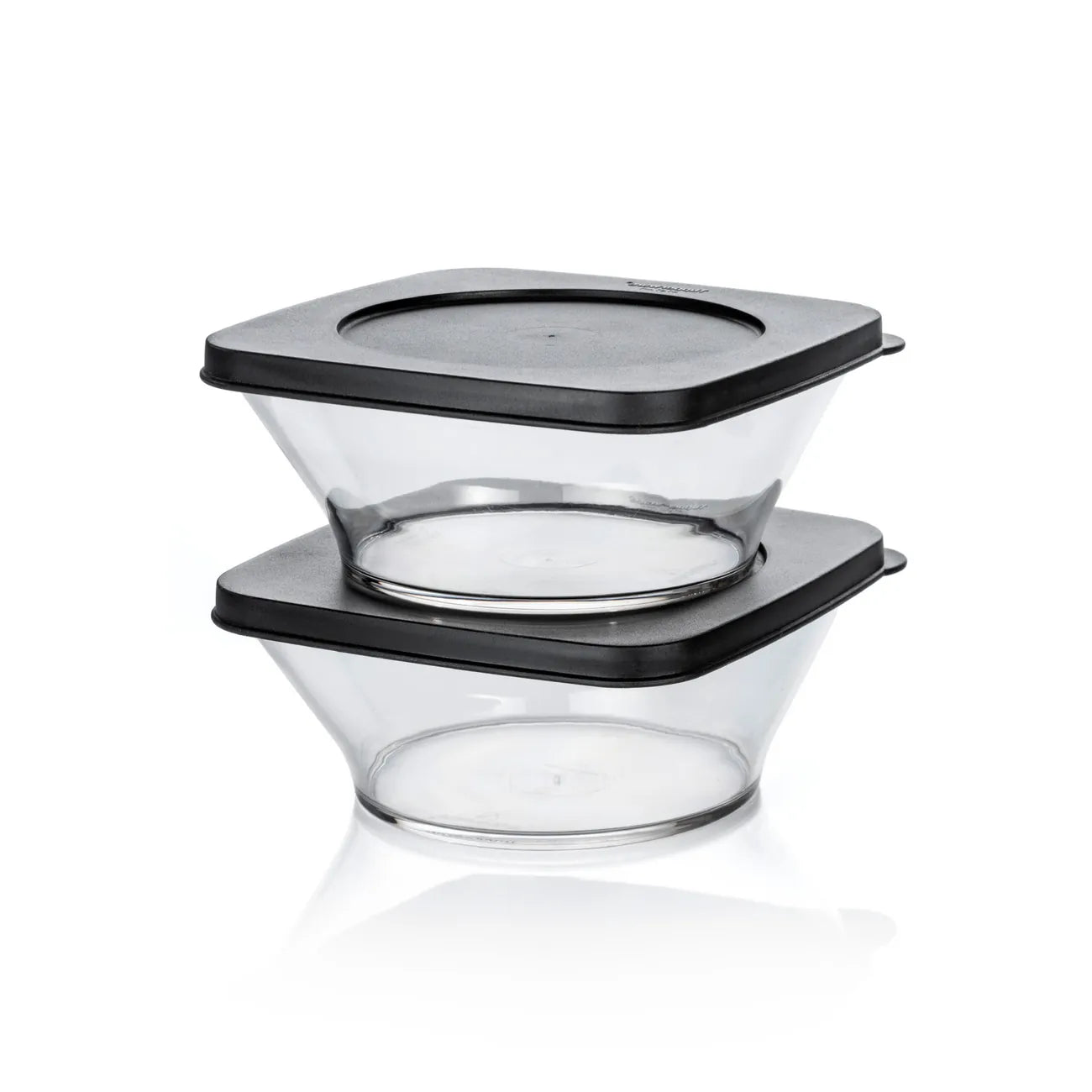 Clear Collection Line quadratisches Duo von der Marke Tupperware / 2x 620ml Schüssel mit Deckel / luft- und Wasserdichter Deckel / Stapelbar / Deckel kann auch als Untersetzer genutzt werden / aus Eco+ Material / Ideal zum Mitnehmen und Servieren / Hier direkt online kaufen 