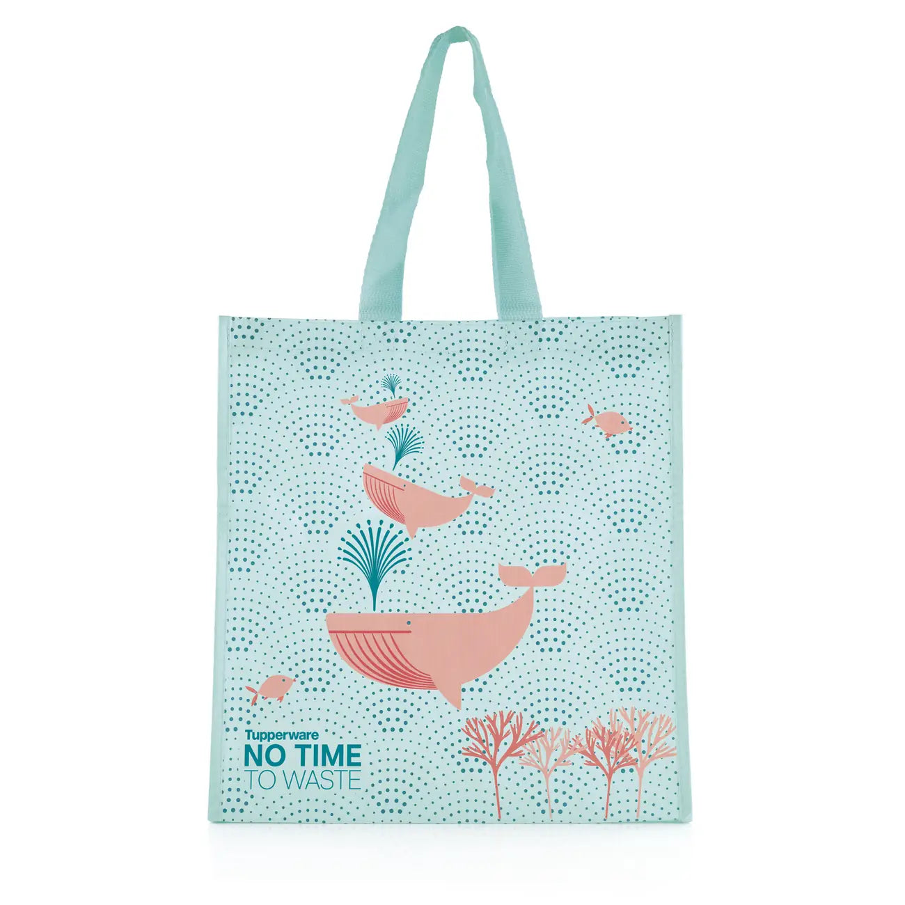 Shopping Bag Wal No Time to Waste von der Marke Tupperware / stabile Tasche mit angesagtem Design / Nachhaltig & Praktisch / große Öffnung und Stabiler Stand / Hier direkt online kaufen