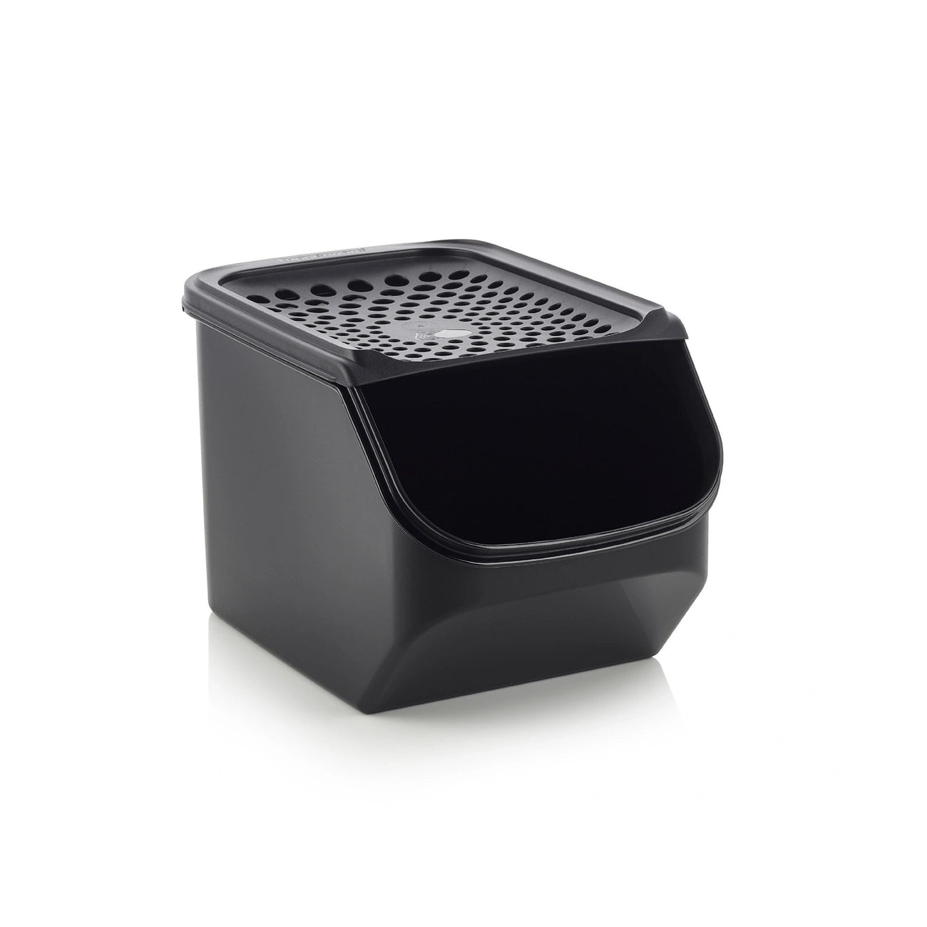 Zwiebel Lager von der Marke Tupperware / in der Farbe Schwarz / Lebensmittel Lager für Knoblauch und Zwiebeln / Optimales Klima dank Lüftungslöchern / Platz für 3,2 Kg / Hier direkt online kaufen
