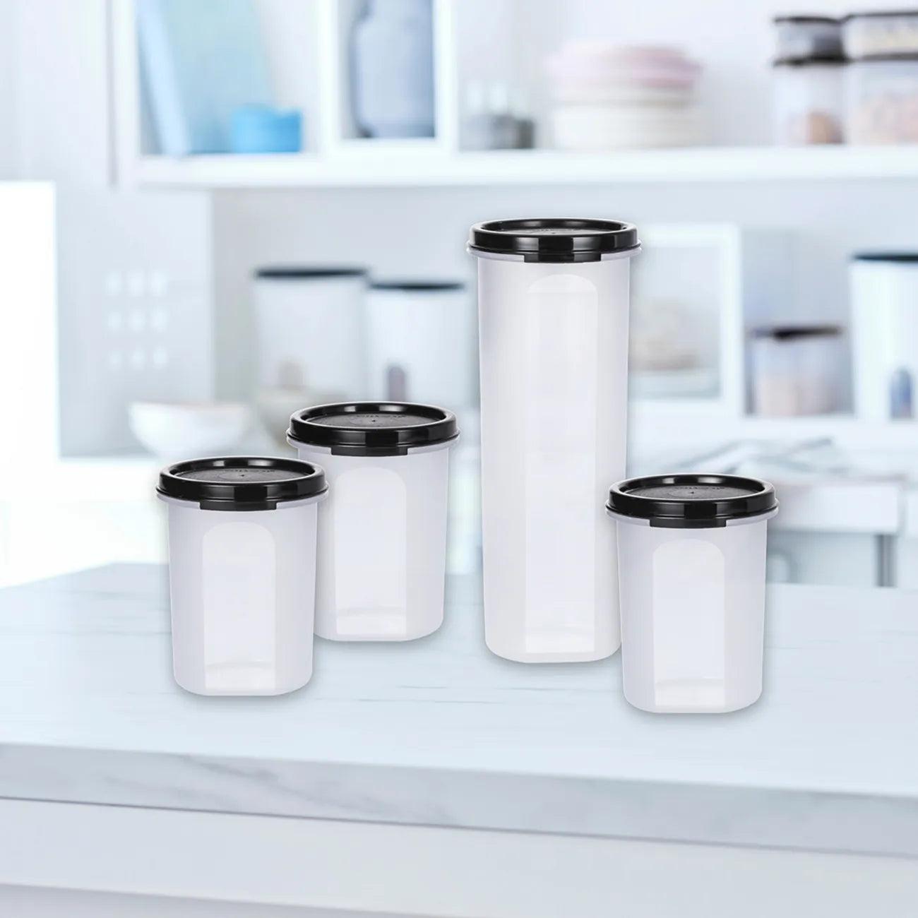 Eidgenosse Rund 860 ml von der Marke Tupperware / Deckelfarbe Schwarz mit Schüttklappe / rund / mit Transparenten Sichtfenster für mehr Übersicht / runde Form für platzsparende Aufbewahrung / dichtschließender Deckel / modular Stapelbar / Vorratsdose / Lebensmittelaufbewahrung / Hier direkt online kaufen 