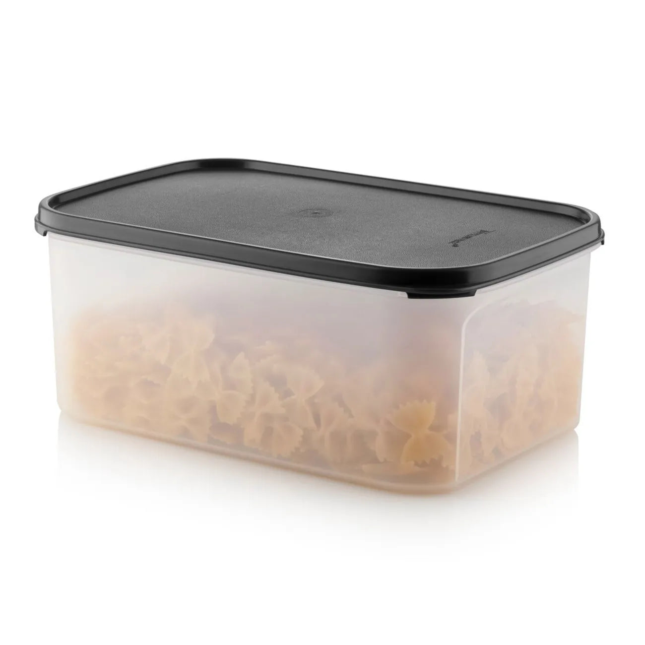Eidgenosse Rechteckig 2L von der Marke Tupperware / Deckelfarbe Schwarz / mit Transparenten Sichtfenster für mehr Übersicht / runde Form für platzsparende Aufbewahrung / dichtschließender Deckel / modular Stapelbar / Vorratsdose / Lebensmittelaufbewahrung / Hier direkt online kaufen 