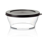 Clear Collection 810ml Servierschüssel mit Deckel von der Marke Tupperware / Schüssel in Glasoptik mit Schwarzen Deckel / luft- und Wasserdichter Deckel / Schüsseln und Deckel der Clear Collection lassen sich platzsparend ineinander Stapeln / aus recyceltem Eco+ Material / elegante Servierschüssel / Hier direkt online kaufen