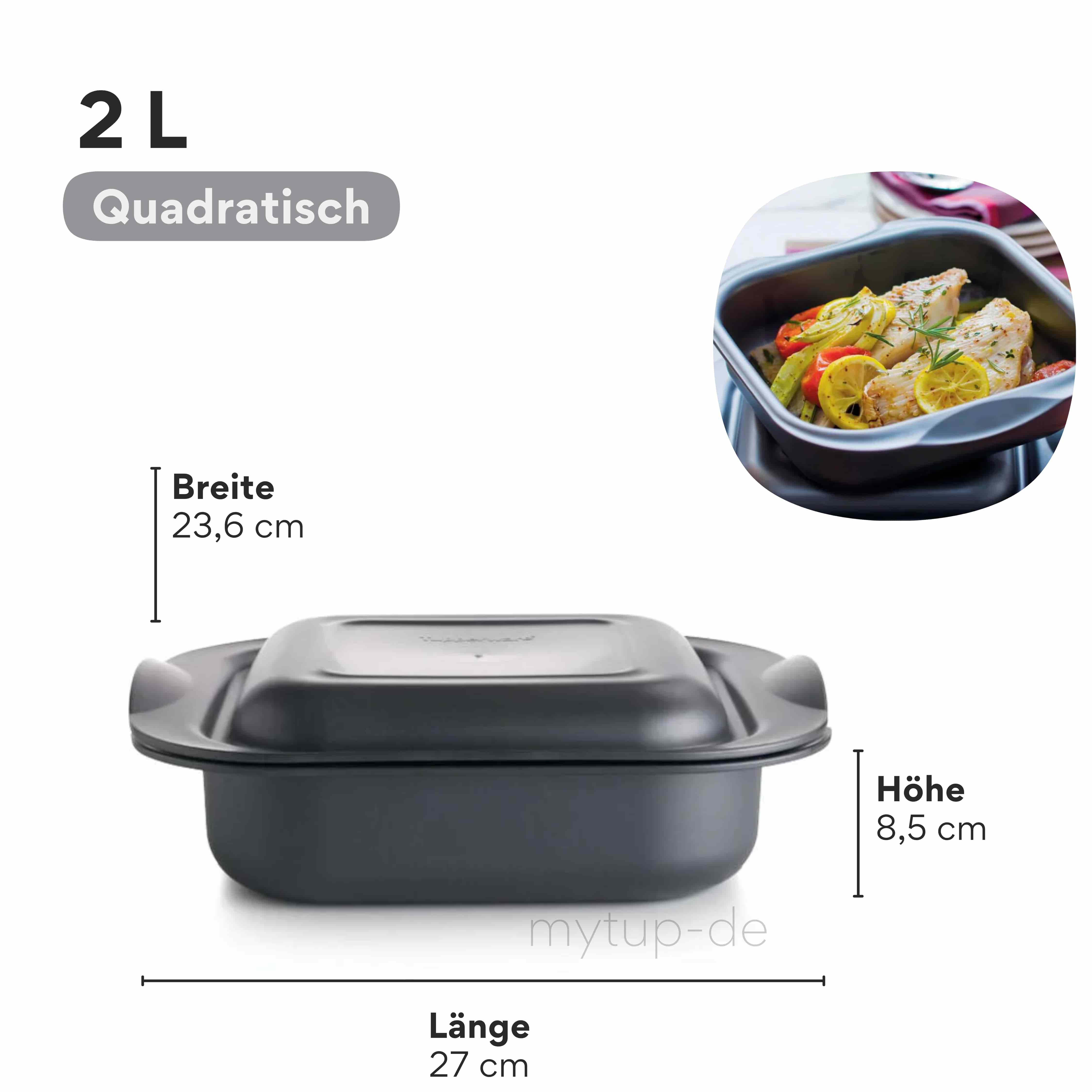 UltraPro 2l quadratisch von der Marke Tupperware / Koch und Gartopf / für Mikrowelle und Backofen / auch Kühl und Gefriergeeignet / Hier direkt online kaufen