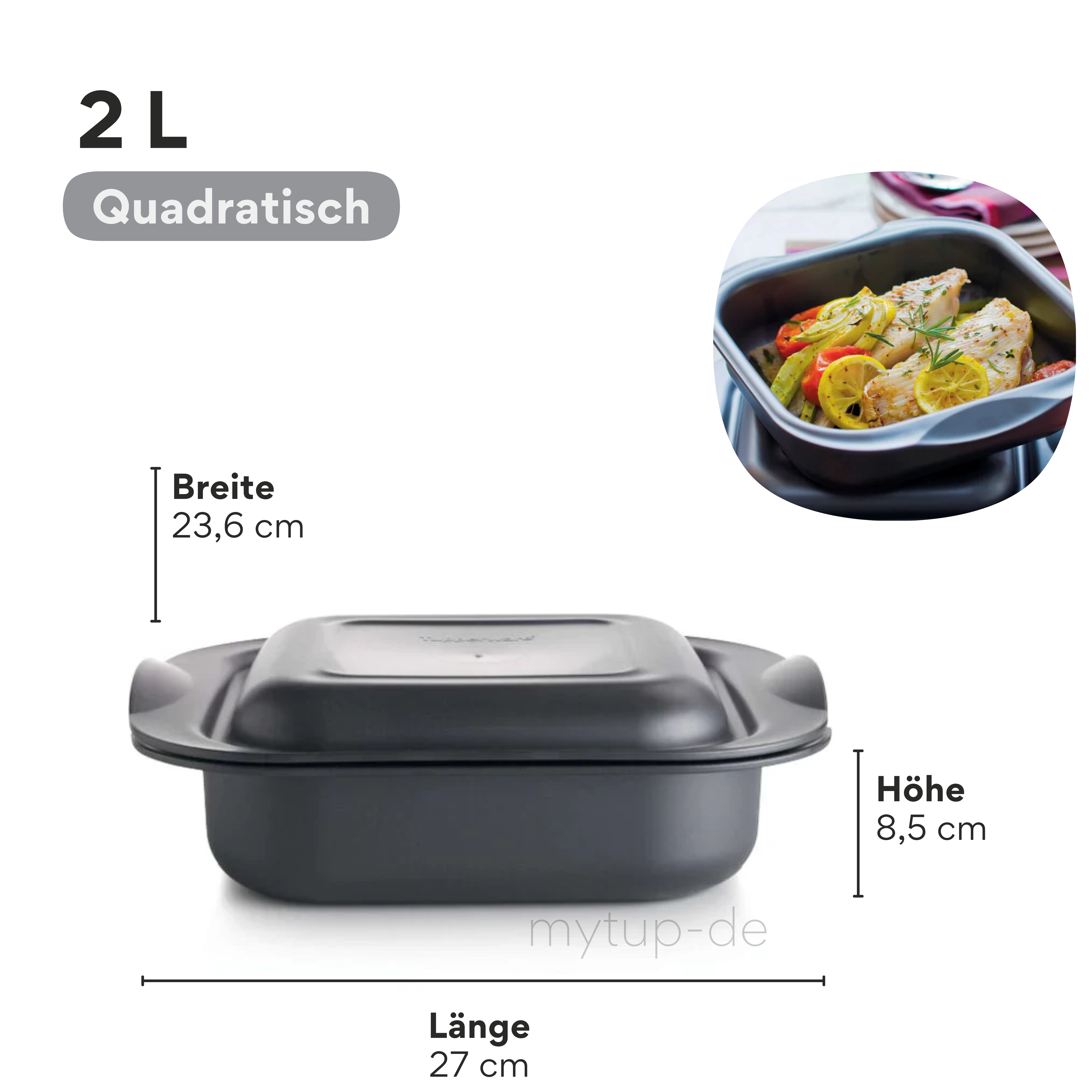 UltraPro 2l quadratisch von der Marke Tupperware / Koch und Gartopf / für Mikrowelle und Backofen / auch Kühl und Gefriergeeignet / Hier direkt online kaufen