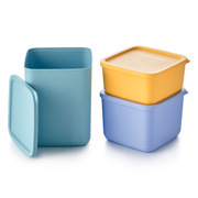 Cubix-Set (3) in Bunt von der Marke Tupperware / Vorratsbehälter / Aufbewahrungsbehälter / Modular Stapelbar / Luft & Wasserdicht schließend / Hier direkt online kaufen