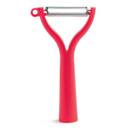 Universalschäler von der Marke Tupperware / in der Farbe Rot / mit Wellenschliff / Ideal für Obst und Gemüse / mit kleinem Ringförmigen Ausstecher / Edelstahlklinge / Hier direkt online kaufen