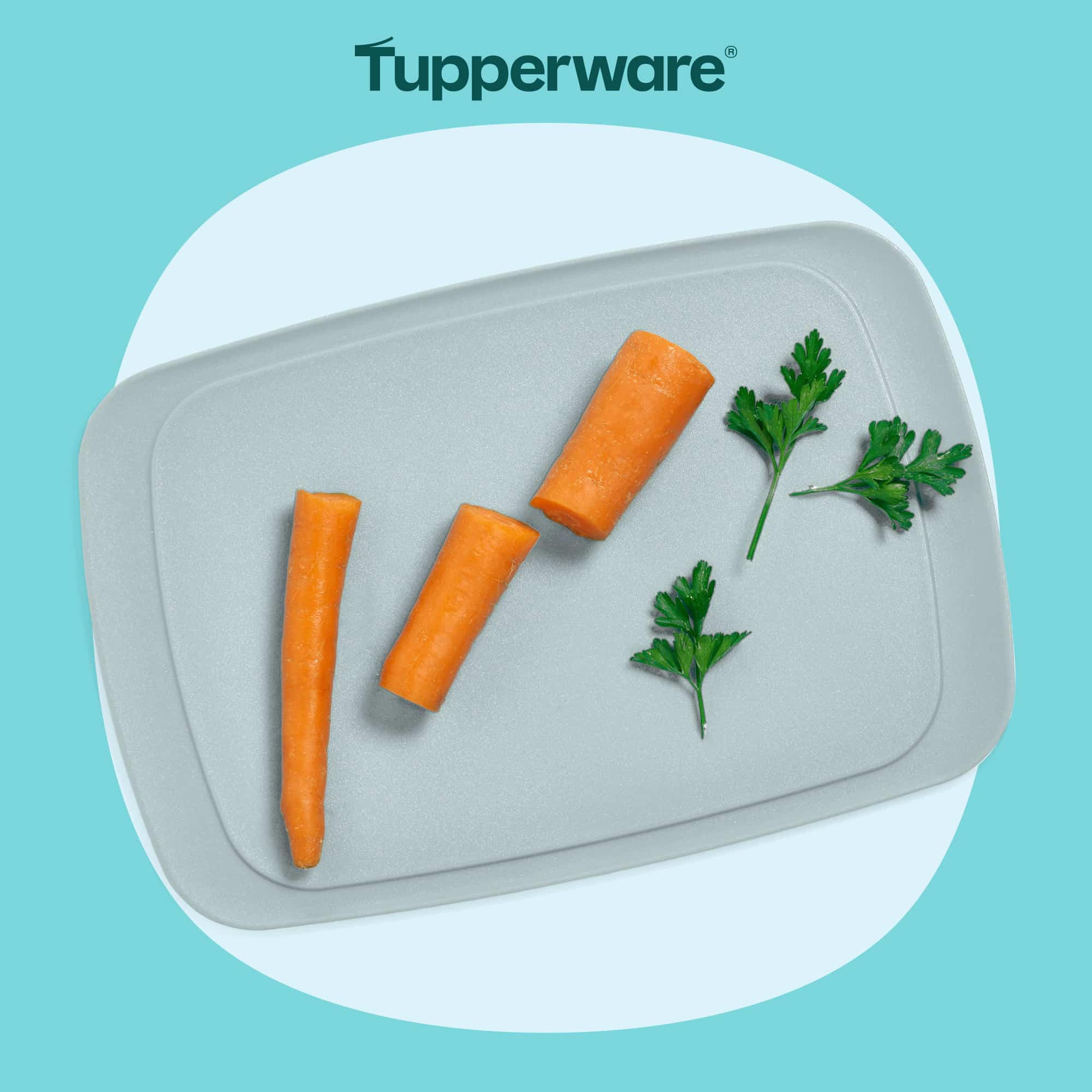 Schneidbrett Cool N Fresh von der Marke Tupperware in der Farbe Blau / kleines Schneidbrett / zum Schneiden von Fleisch und Obst / Hier direkt online kaufen