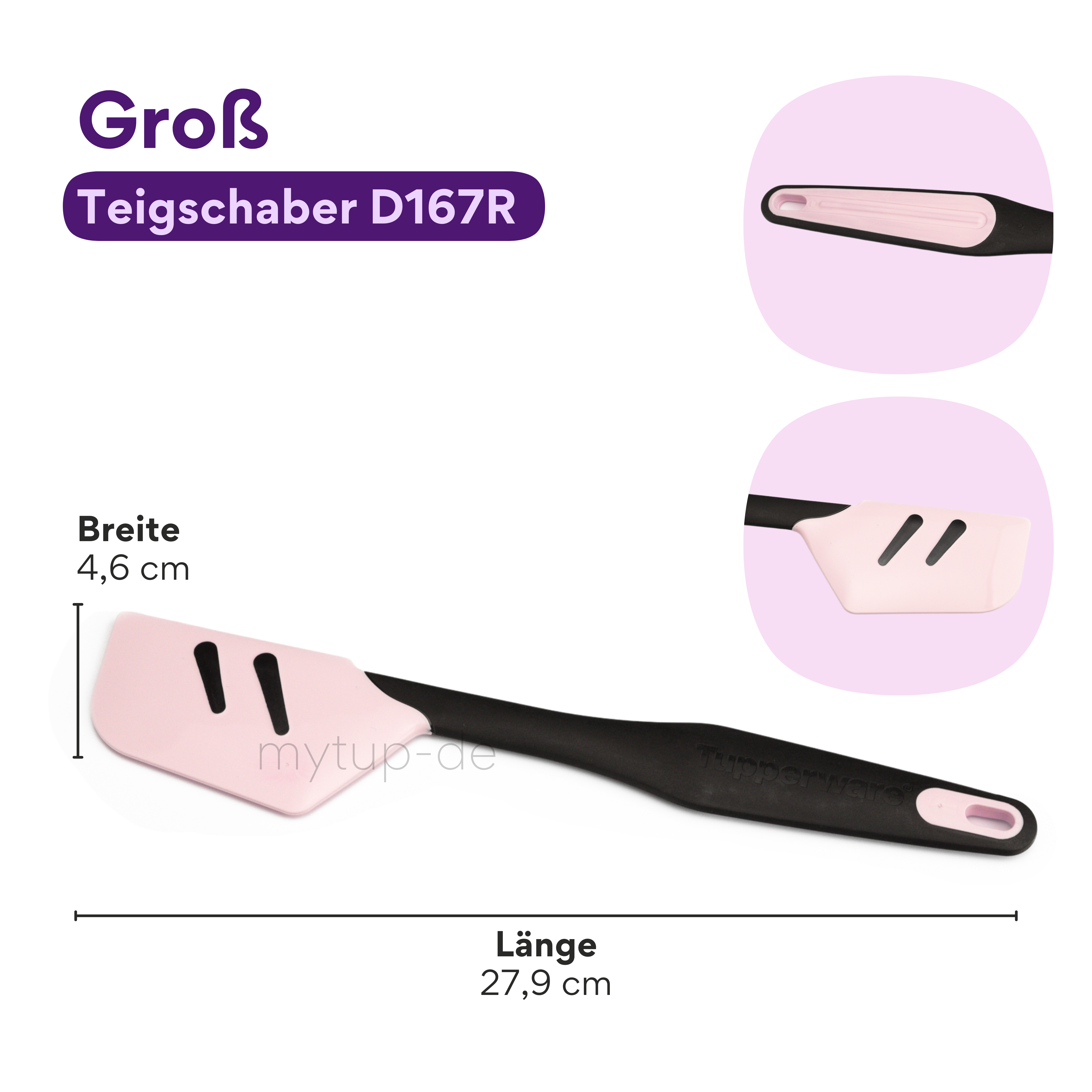 Top Schaber, Griffbereit von der Marke Tupperware / in der Farbe Rosa / mit Flexiblen Silikonkopf / ergonomischer Griff / Hier direkt online kaufen