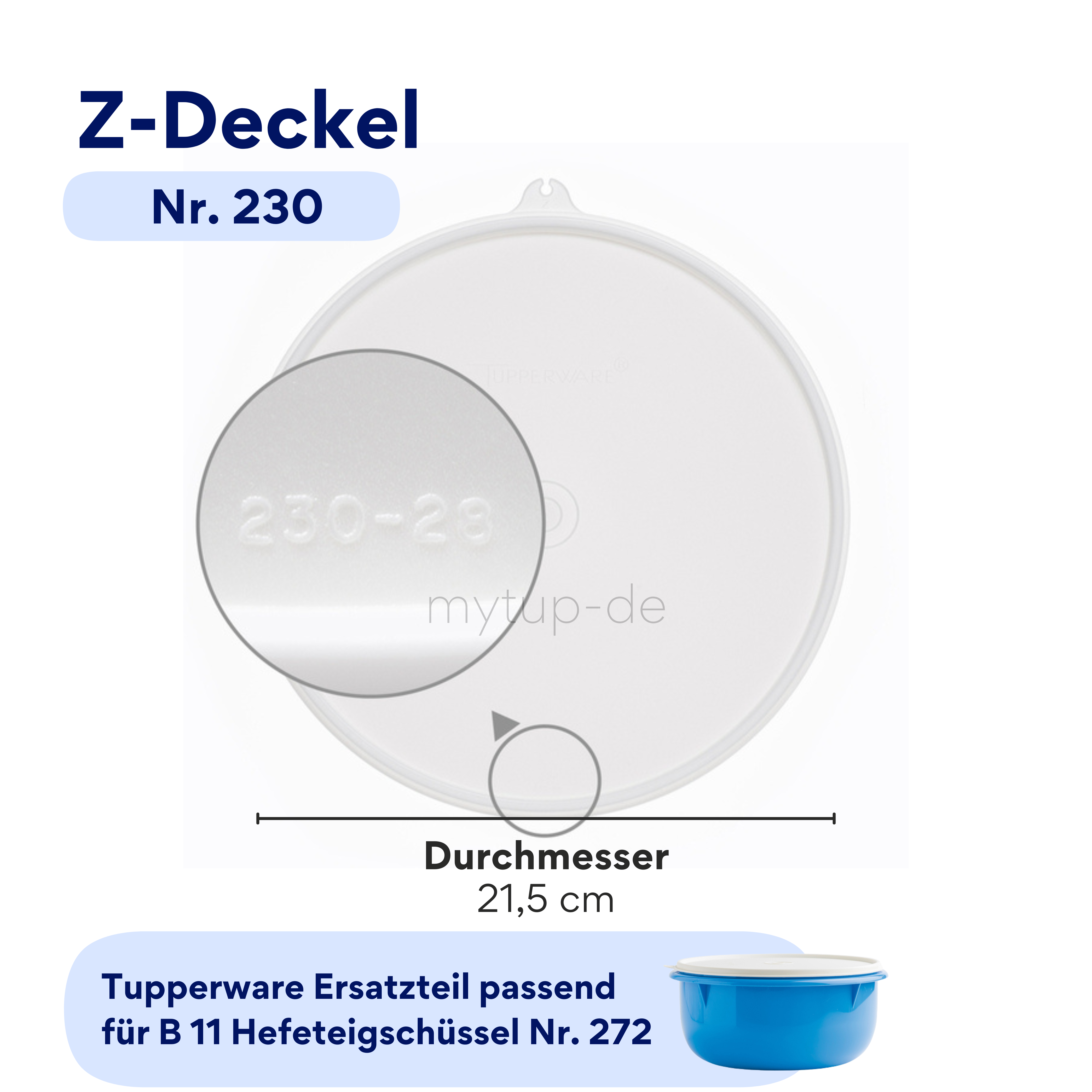 Z-Deckel Ø 21,5 cm | B11 3 L | perlweiß