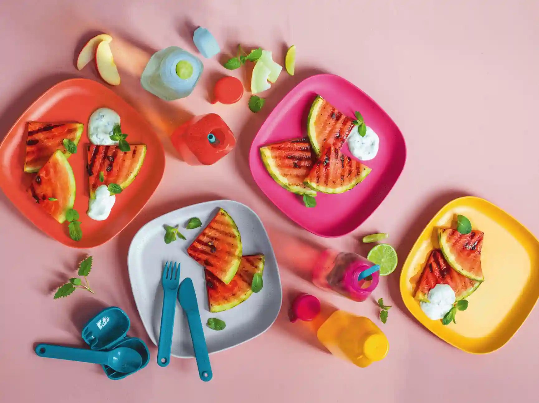 pSeo Eco Picknick Teller / Ideal für Unterwegs / Aloha Picknick Teller /  Bunt und Fröhlich 