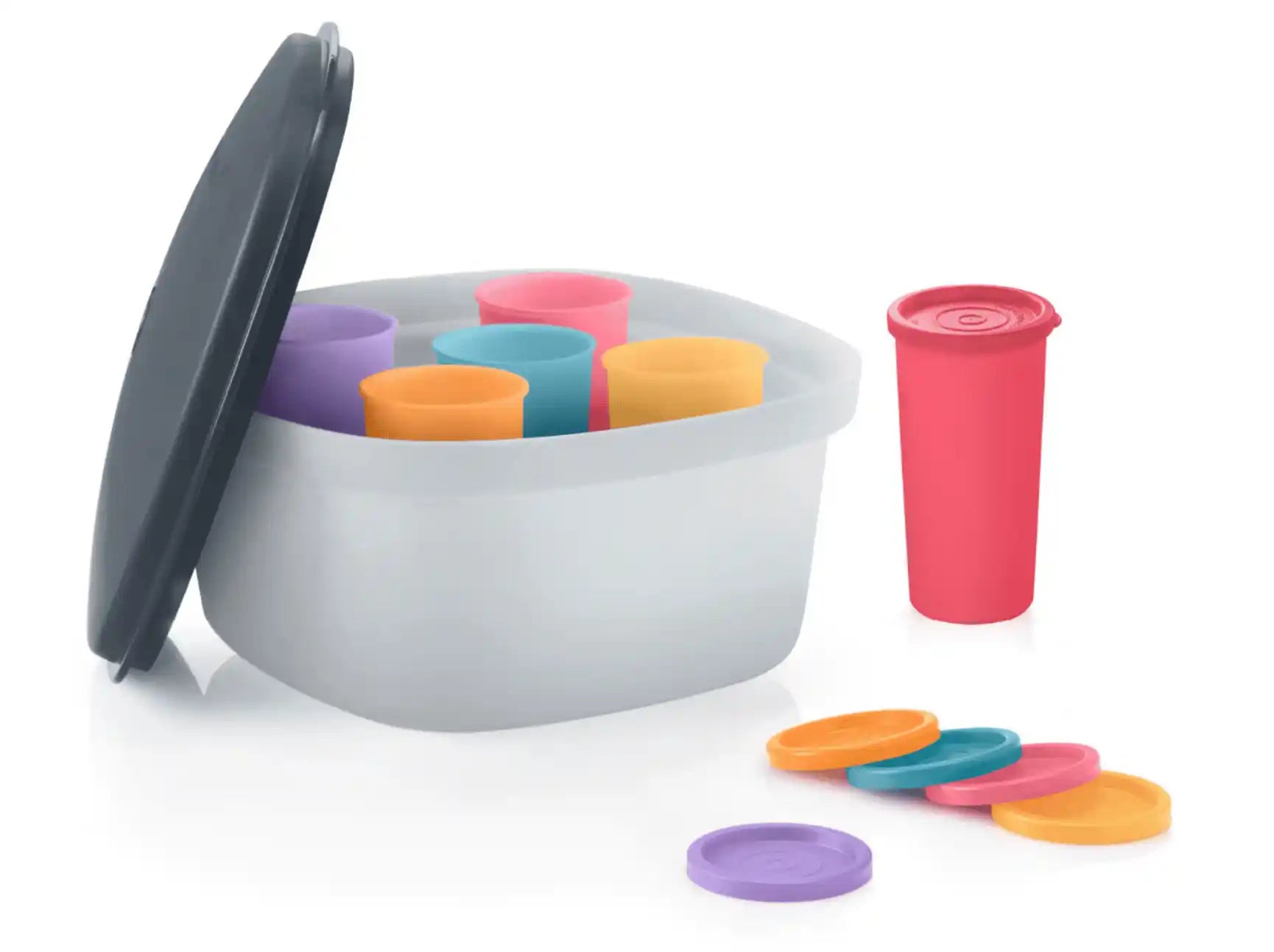 6x Joghurt-Becher 170ml von der Marke Tupperware / Joghurt Becher zum Mitnehmen und Vorbereiten / Ideal für Meal Prep / in 6 unterschiedlichen Farben / Bunt / Hier direkt online kaufen